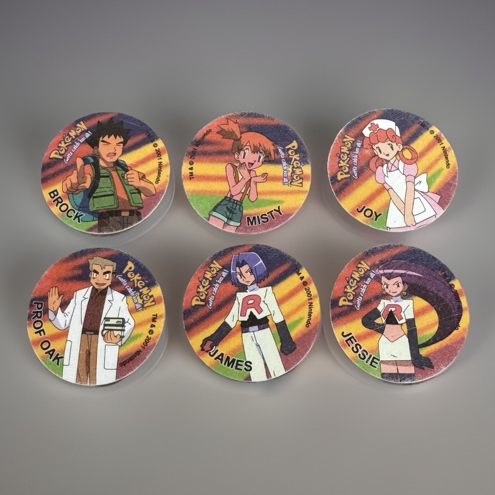 VTG 2001 Tazo Pokemon Matutano Lays Nintendo Tazos Promo Token Lot Of 6 Trainers